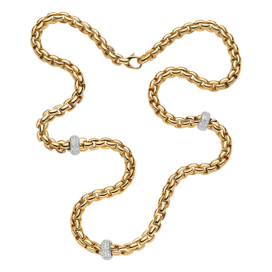 FOPE Eka Necklace-Three Pavé Diamond Rondels