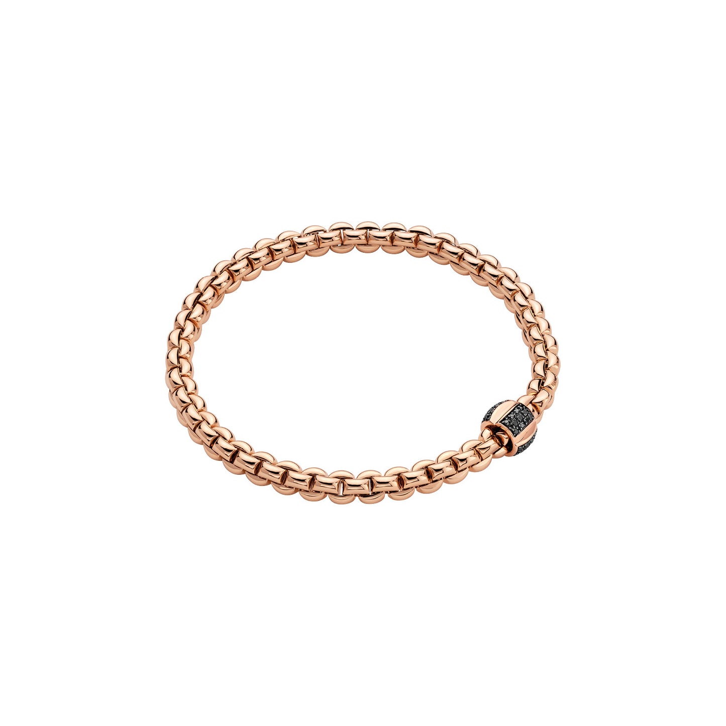 Fope rose  gold bracelet with a black gemstone on a white background