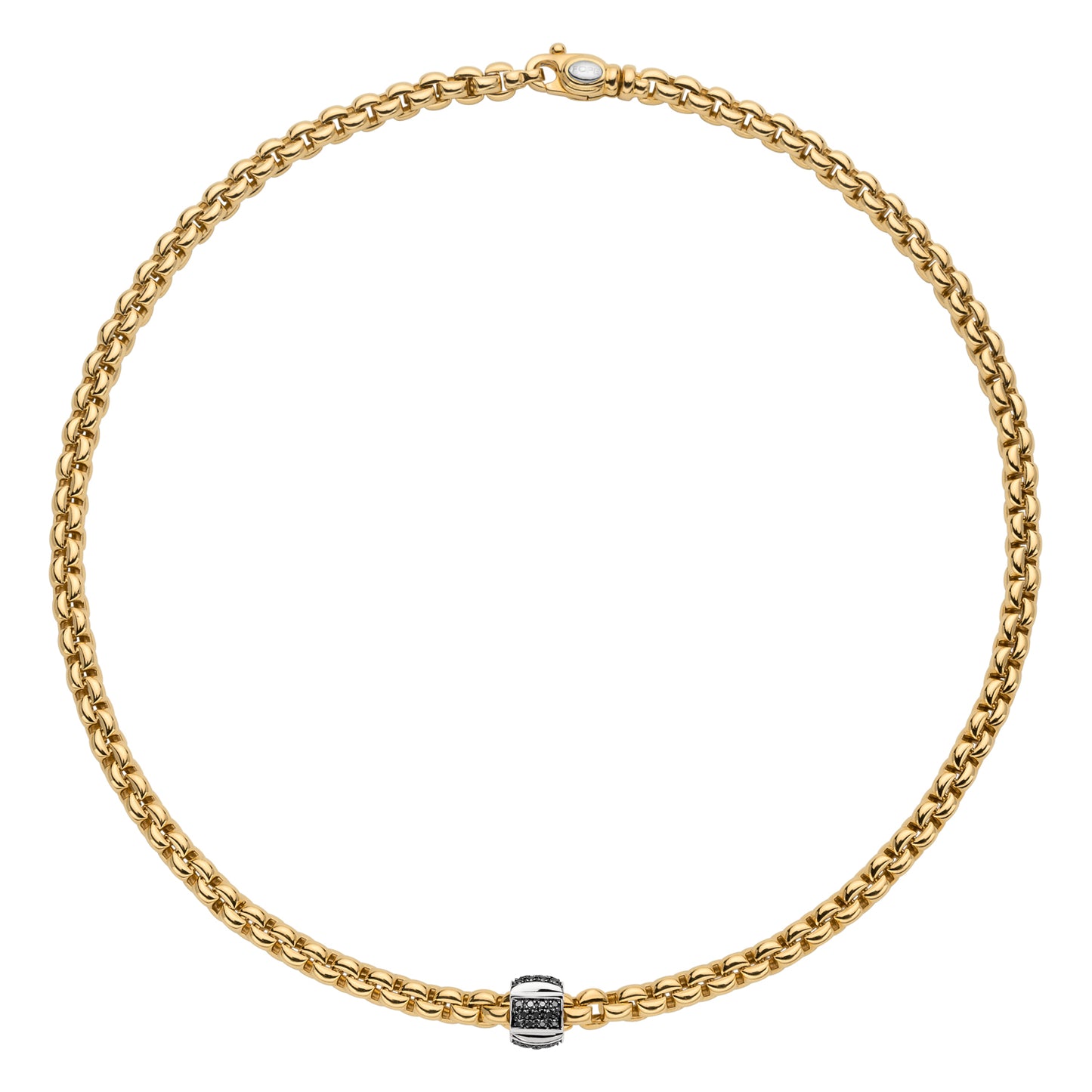 FOPE Eka Necklace- Black Diamond Pavé Faceted Rondel