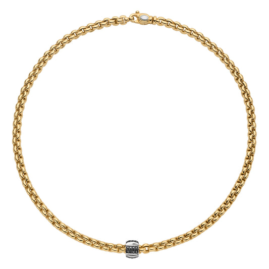 FOPE Eka Necklace- Black Diamond Pavé Faceted Rondel