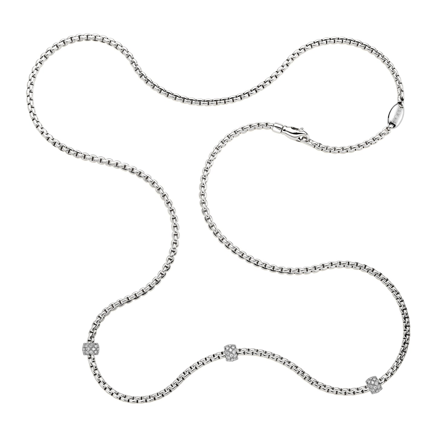 FOPE Eka Tiny Necklace- Three Pavé Diamond Rondels