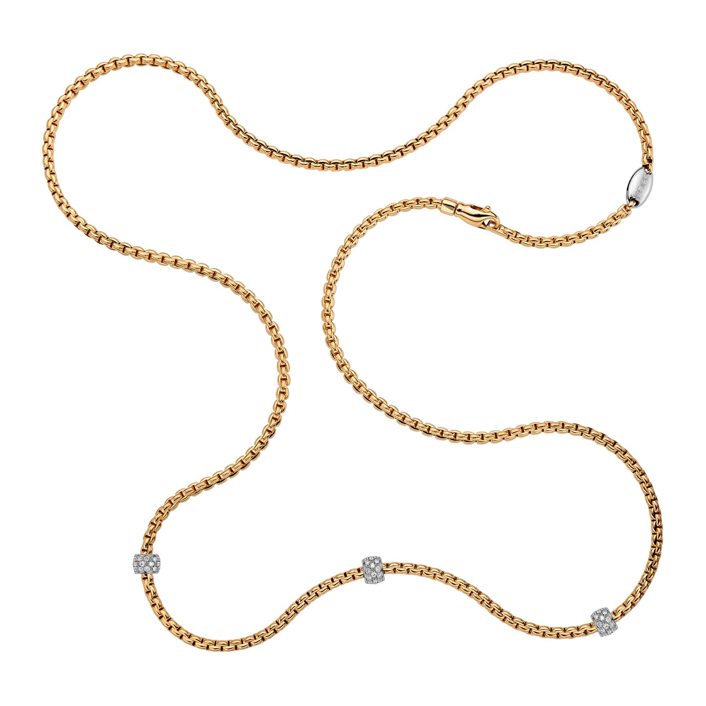 FOPE Eka Tiny Necklace- Three Pavé Diamond Rondels
