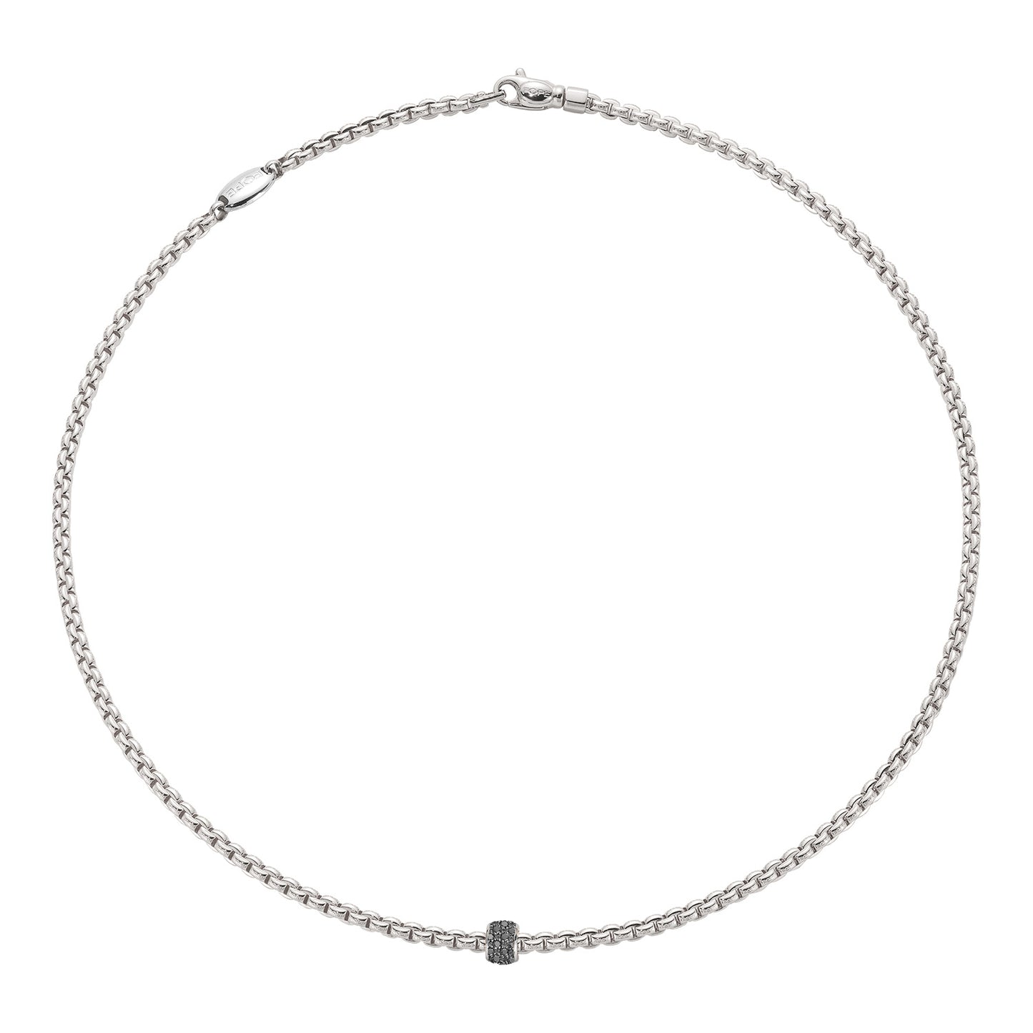 Fope Eka Tiny Necklace- Black Diamond Pavé Rondel