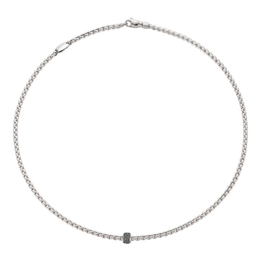Fope Eka Tiny Necklace- Black Diamond Pavé Rondel