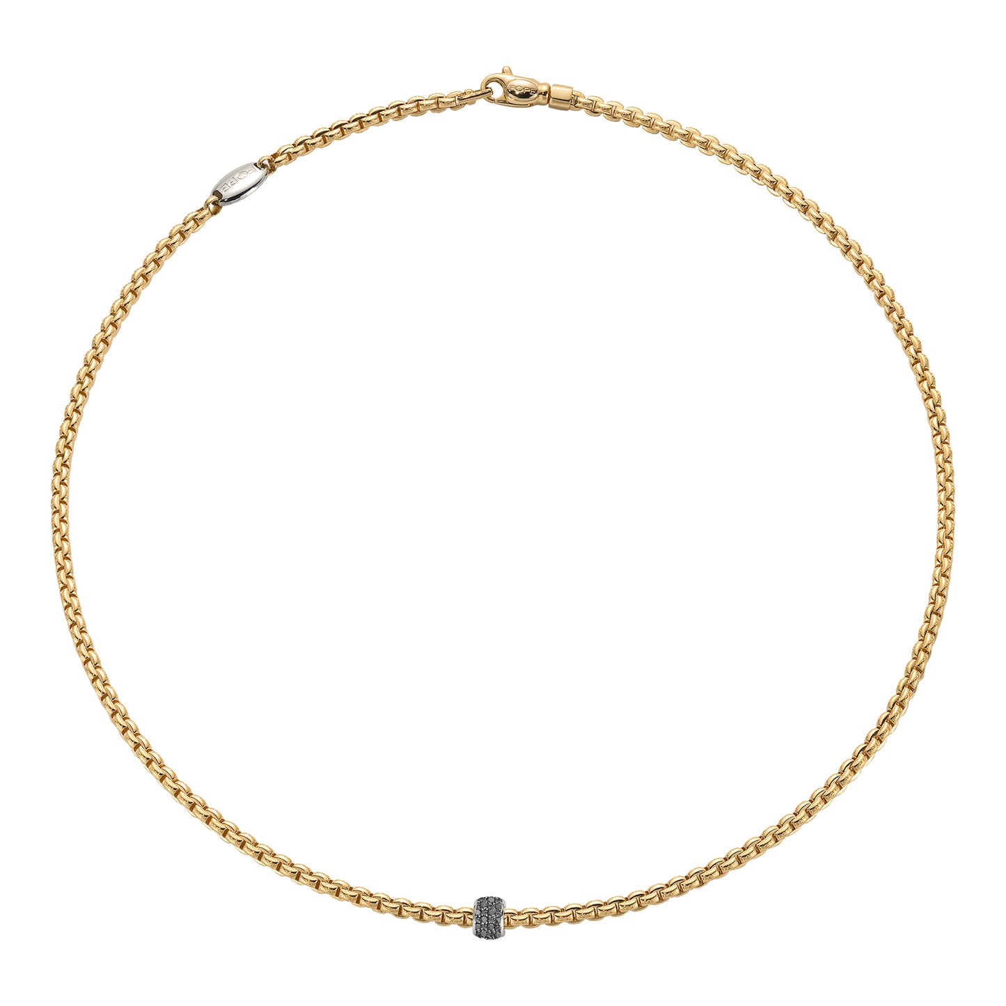 Fope Eka Tiny Necklace- Black Diamond Pavé Rondel
