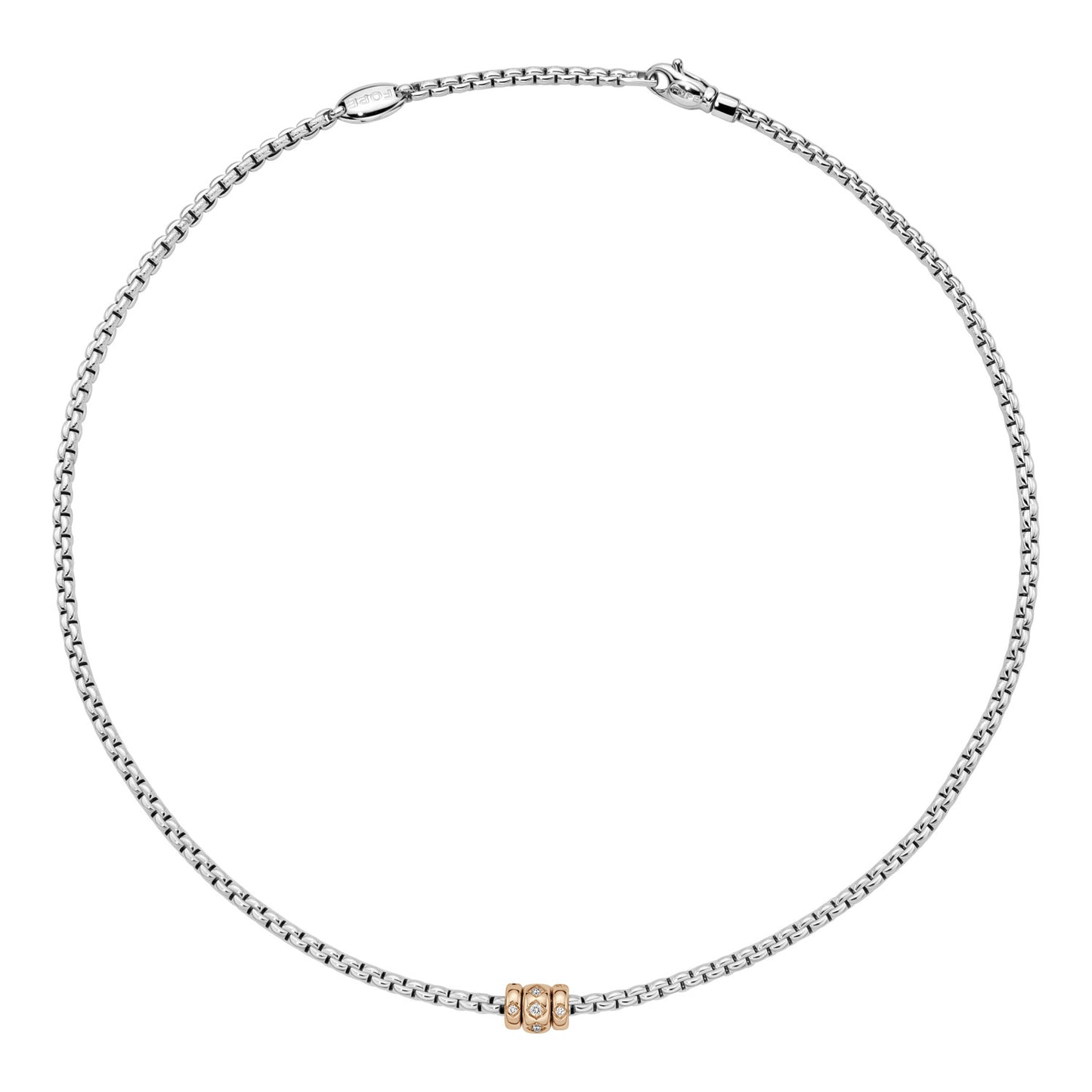 Fope Eka Tiny Necklace- Three Diamond-Stud Rondels