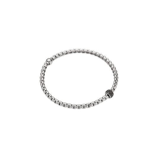 Fope eka white gold bracelet with a black bead on a white background