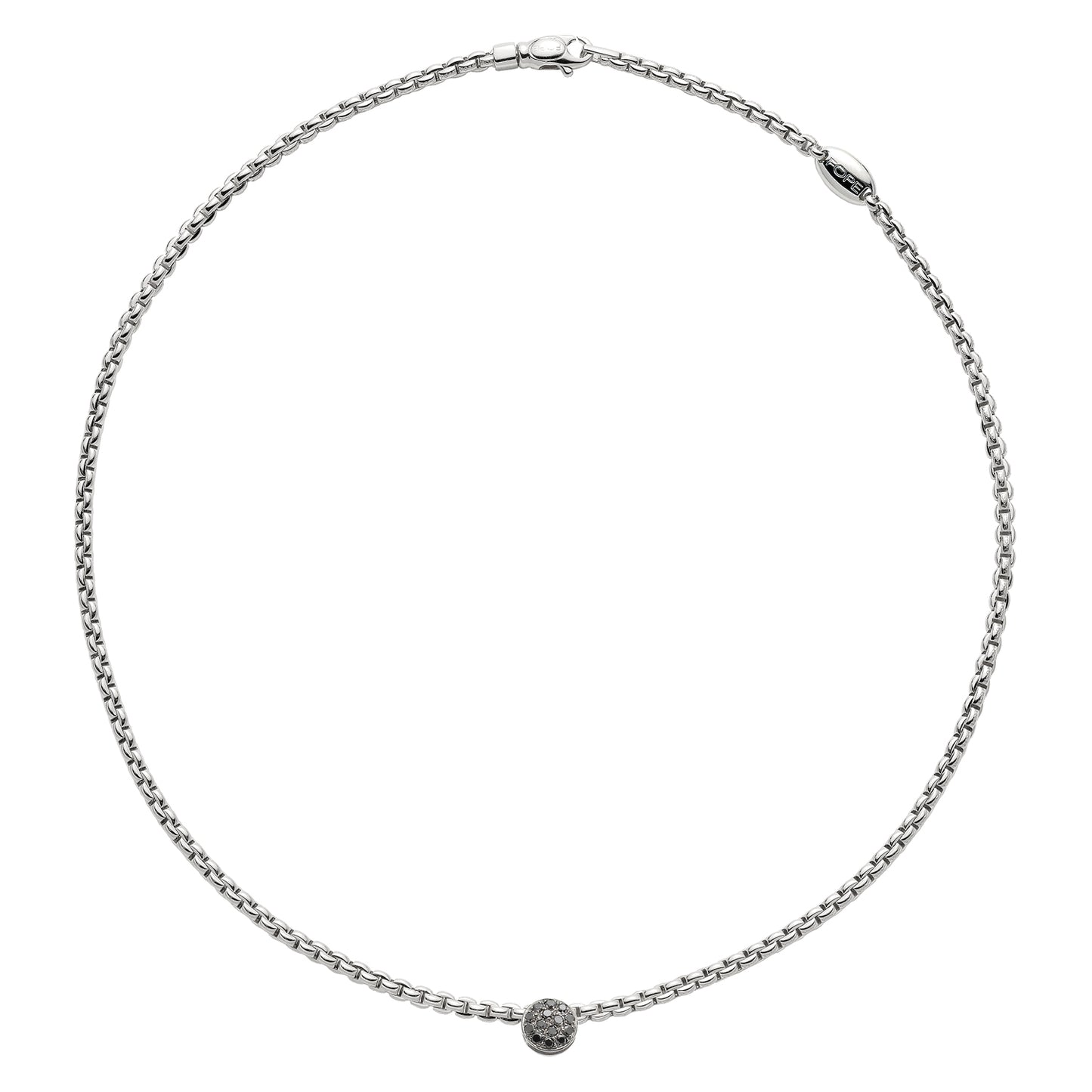 Fope Eka Tiny Necklace- Black Diamond Pavé Disc