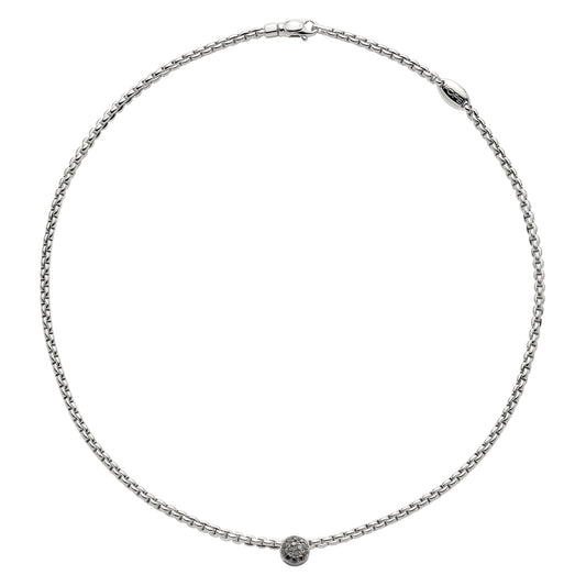 Fope Eka Tiny Necklace- Black Diamond Pavé Disc