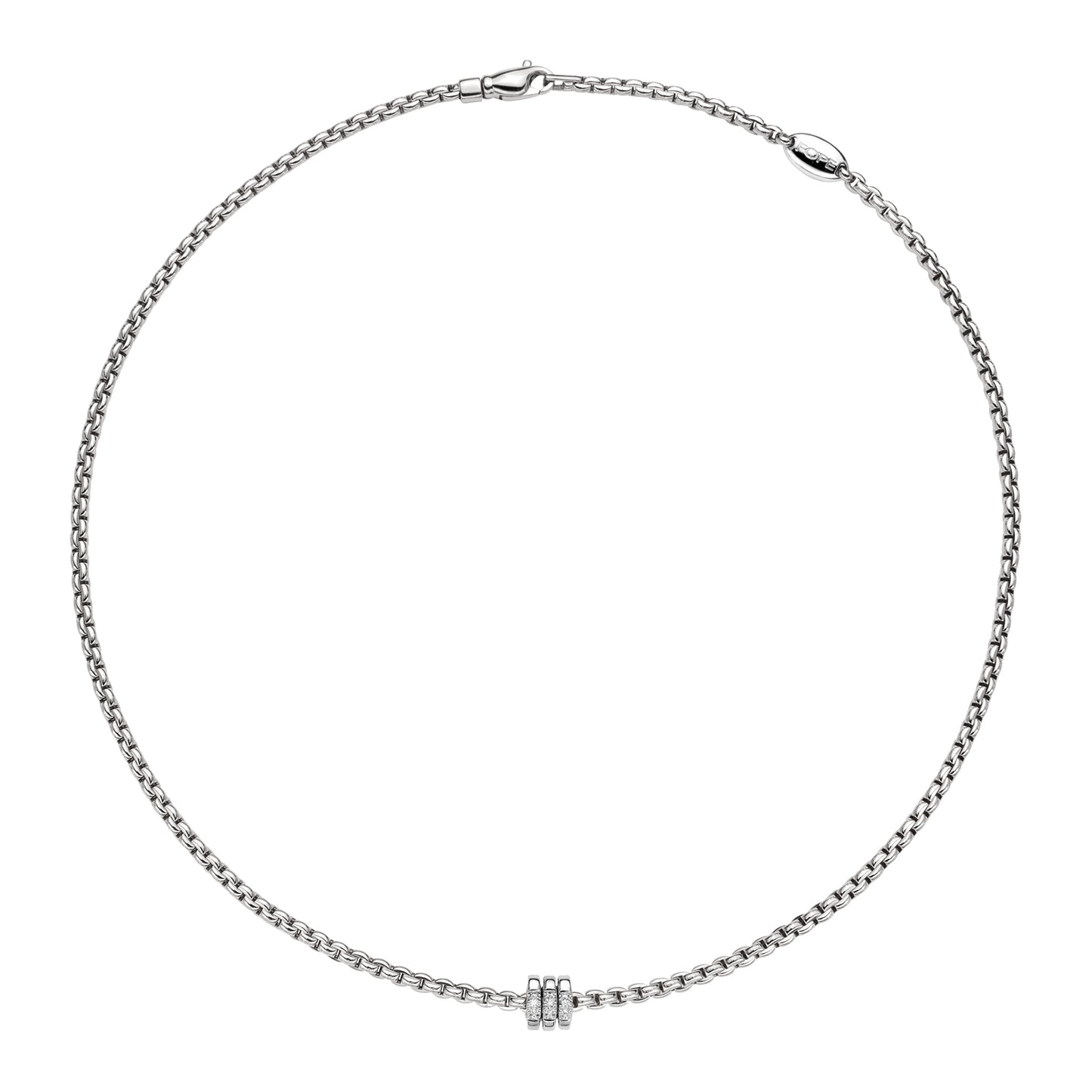 Fope Eka Tiny Necklace-Three Diamond-Stud Rondels