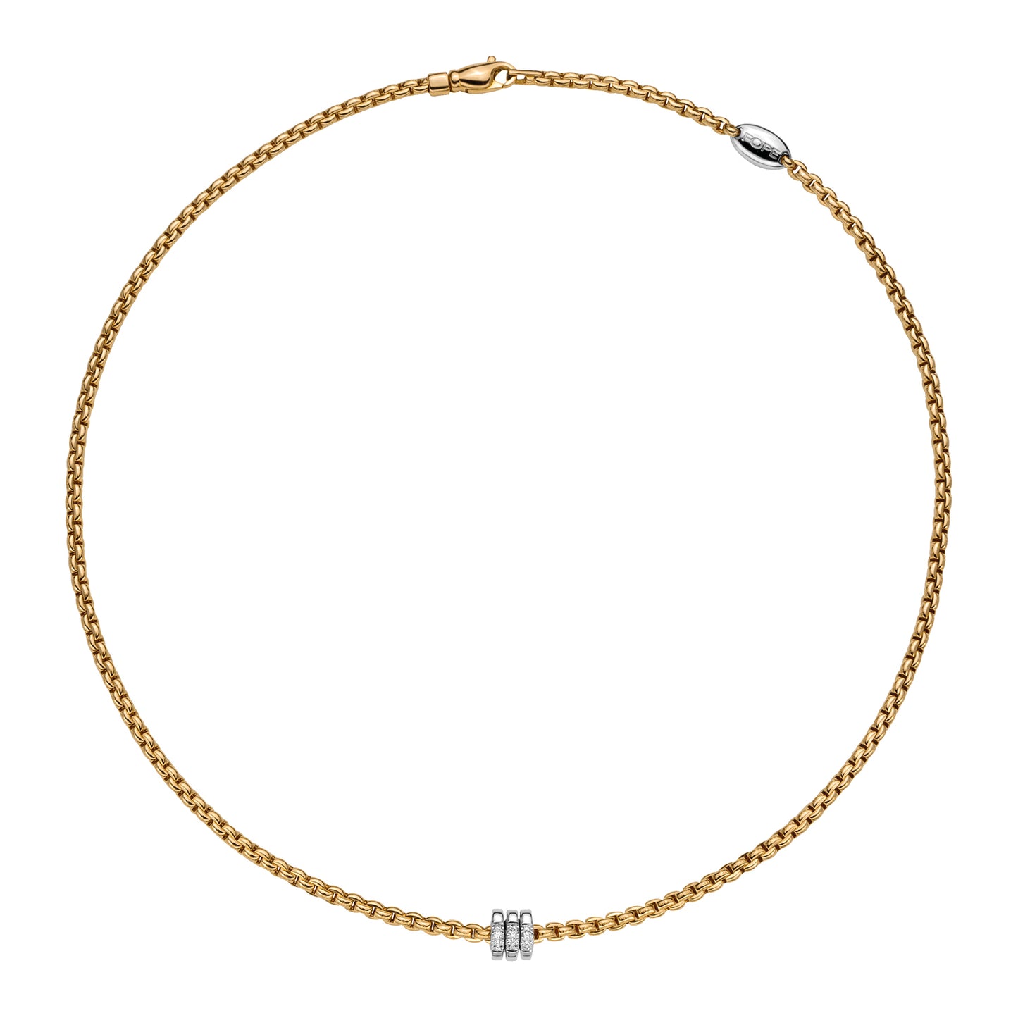 Fope Eka Tiny Necklace-Three Diamond-Stud Rondels