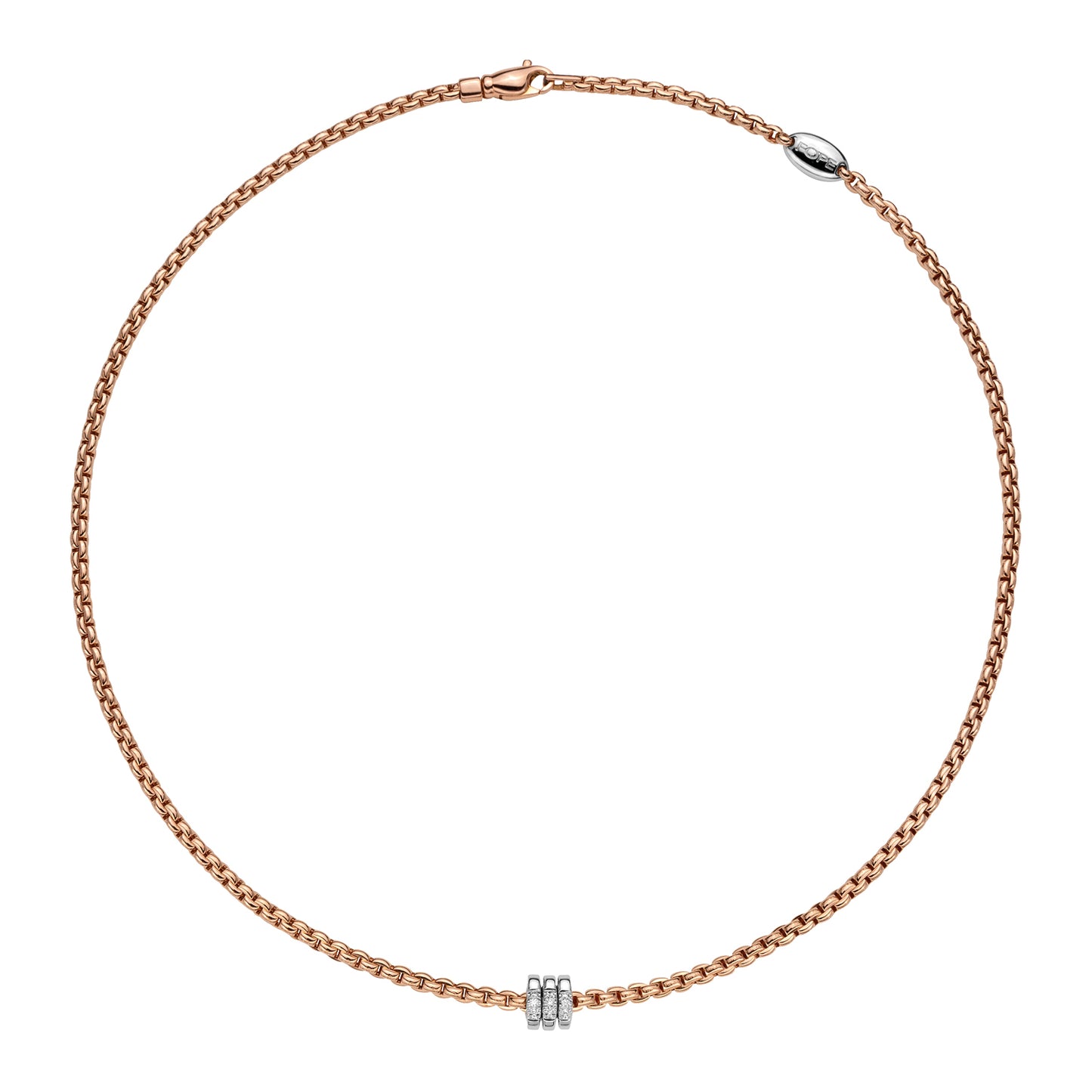 Fope Eka Tiny Necklace-Three Diamond-Stud Rondels