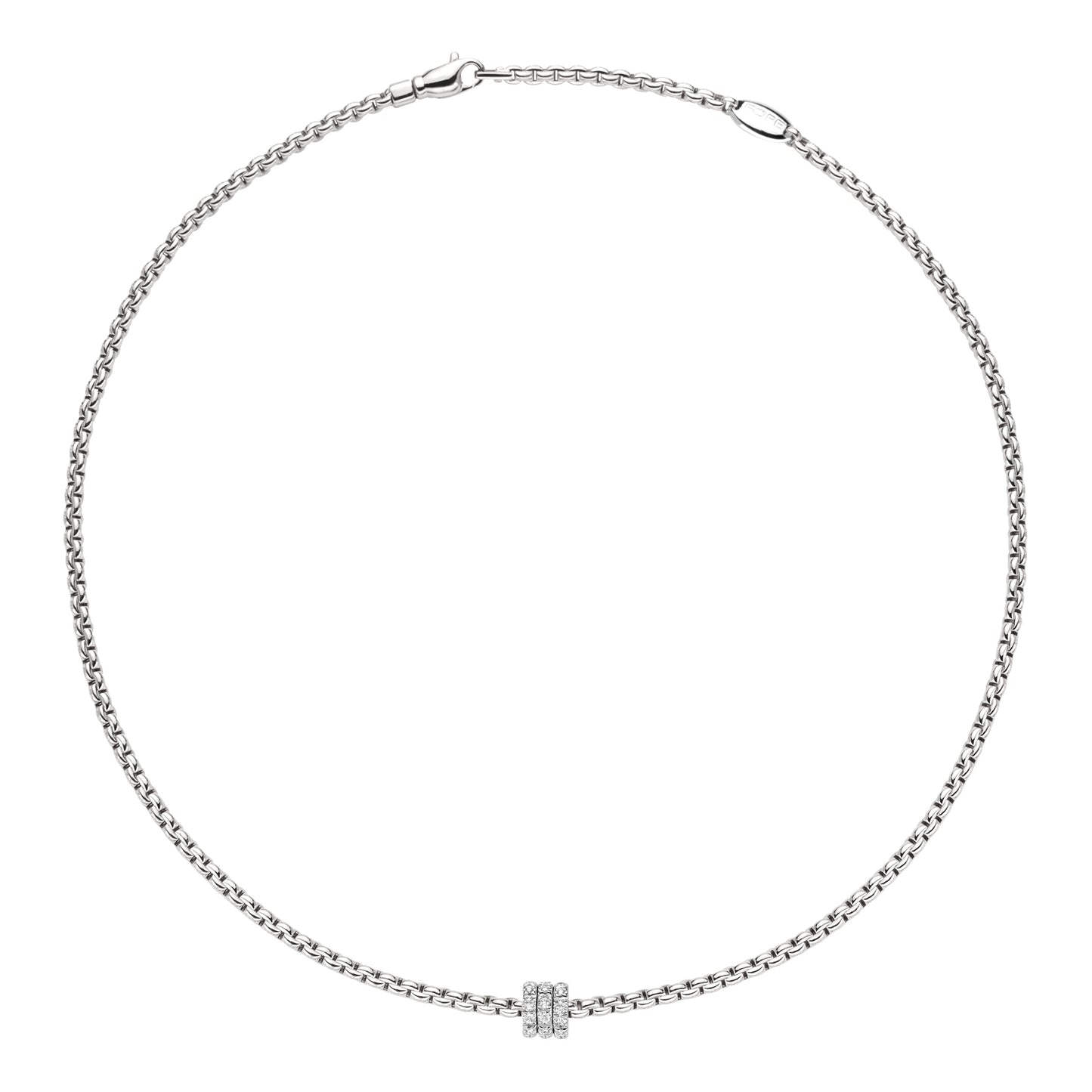 Fope Eka Tiny Necklace-Three Pavé Diamond Rondels