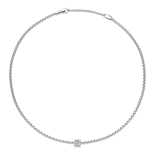 Fope Eka Tiny Necklace-Three Pavé Diamond Rondels