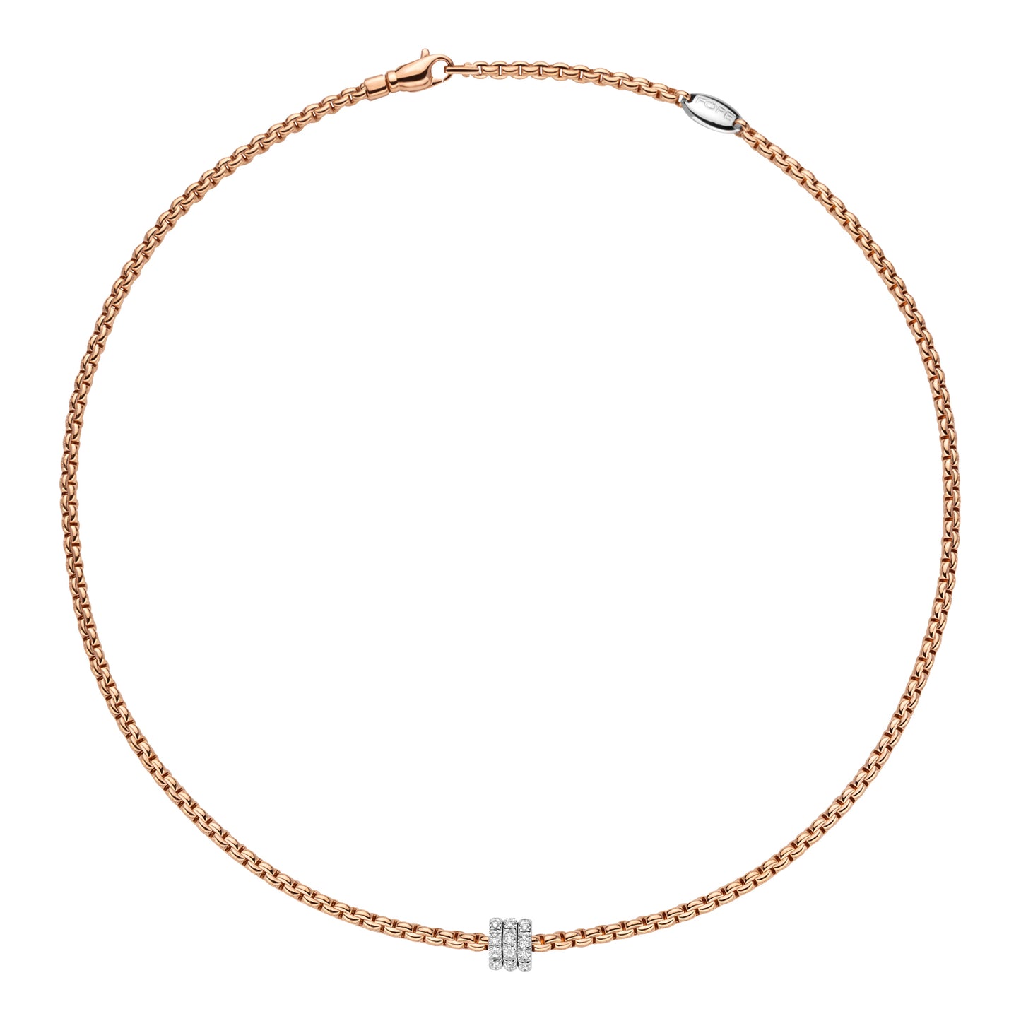 Fope Eka Tiny Necklace-Three Pavé Diamond Rondels
