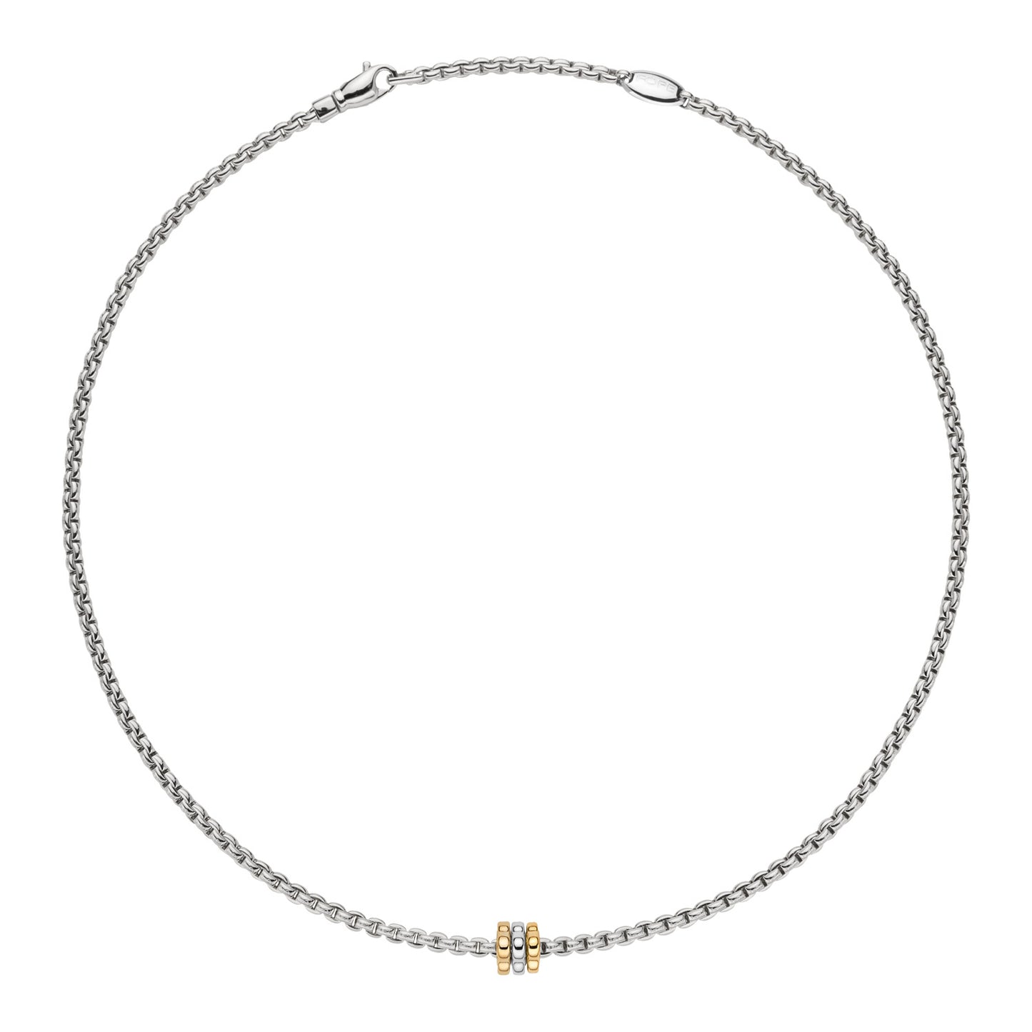 Fope Eka Tiny Necklace- Mixed Gold with Three Polished Rondels