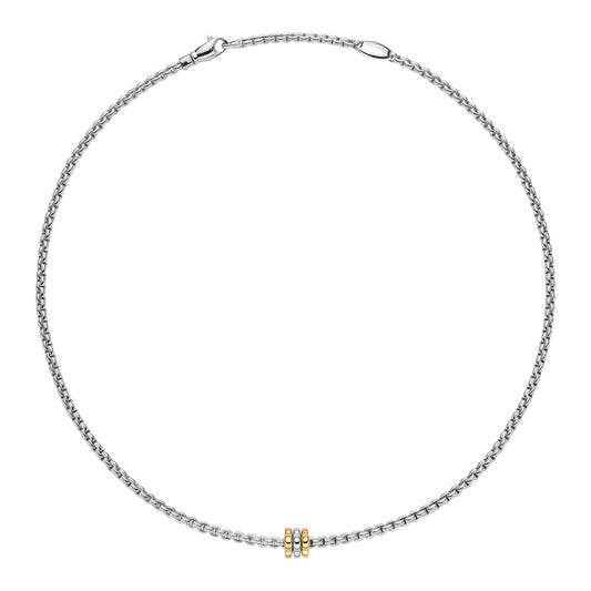 Fope Eka Tiny Necklace- Mixed Gold with Three Polished Rondels