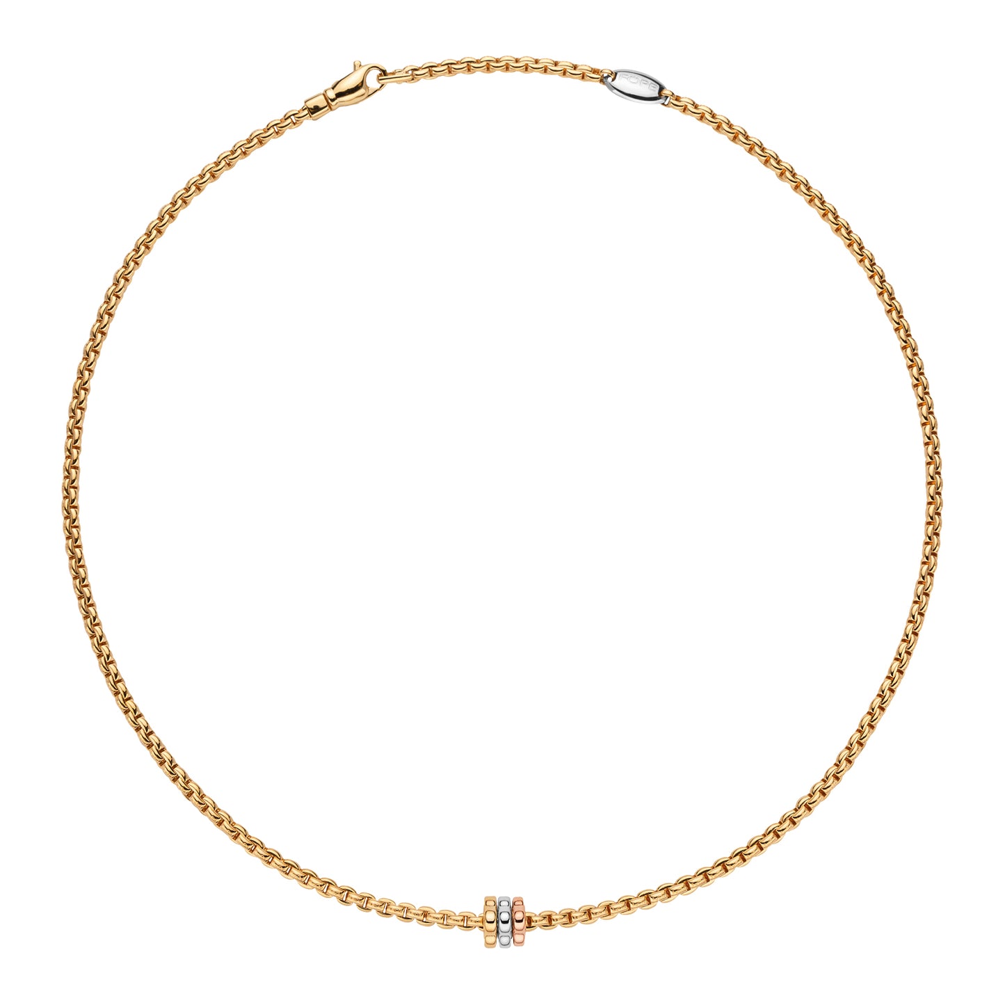 Fope Eka Tiny Necklace- Mixed Gold with Three Polished Rondels