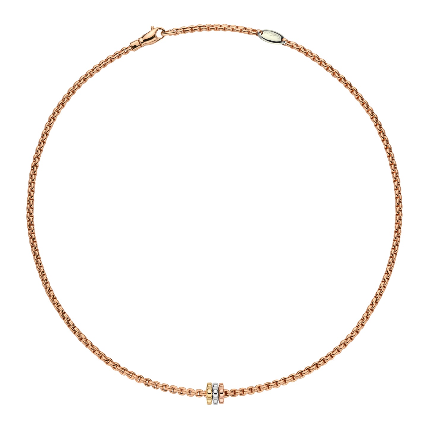 Fope Eka Tiny Necklace- Mixed Gold with Three Polished Rondels