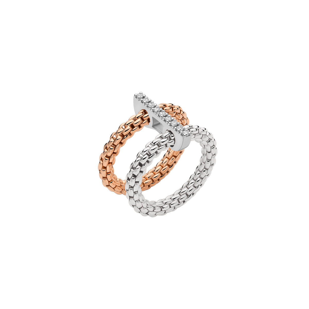 FOPE Prima Double Band Ring with Diamond Bar