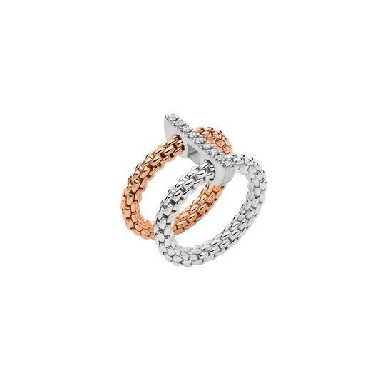 FOPE Prima Double Band Ring with Diamond Bar