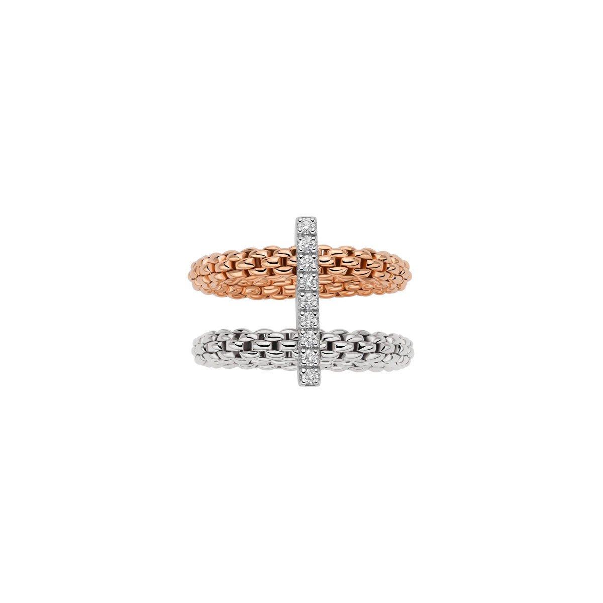 FOPE Prima Double Band Ring with Diamond Bar