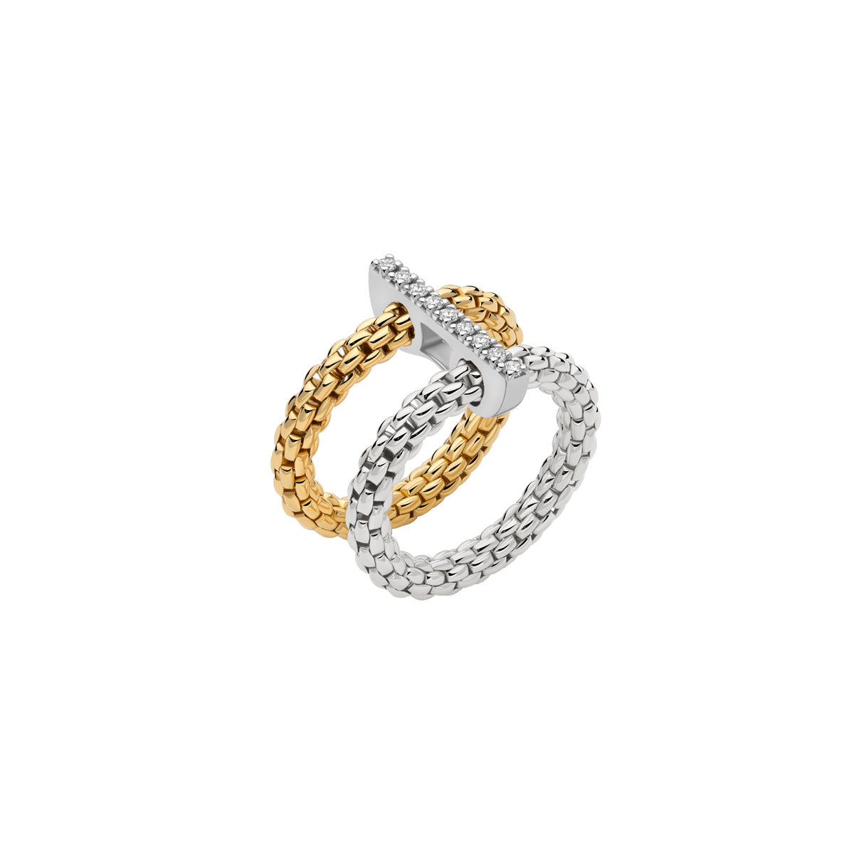 FOPE Prima Double Band Ring with Diamond Bar