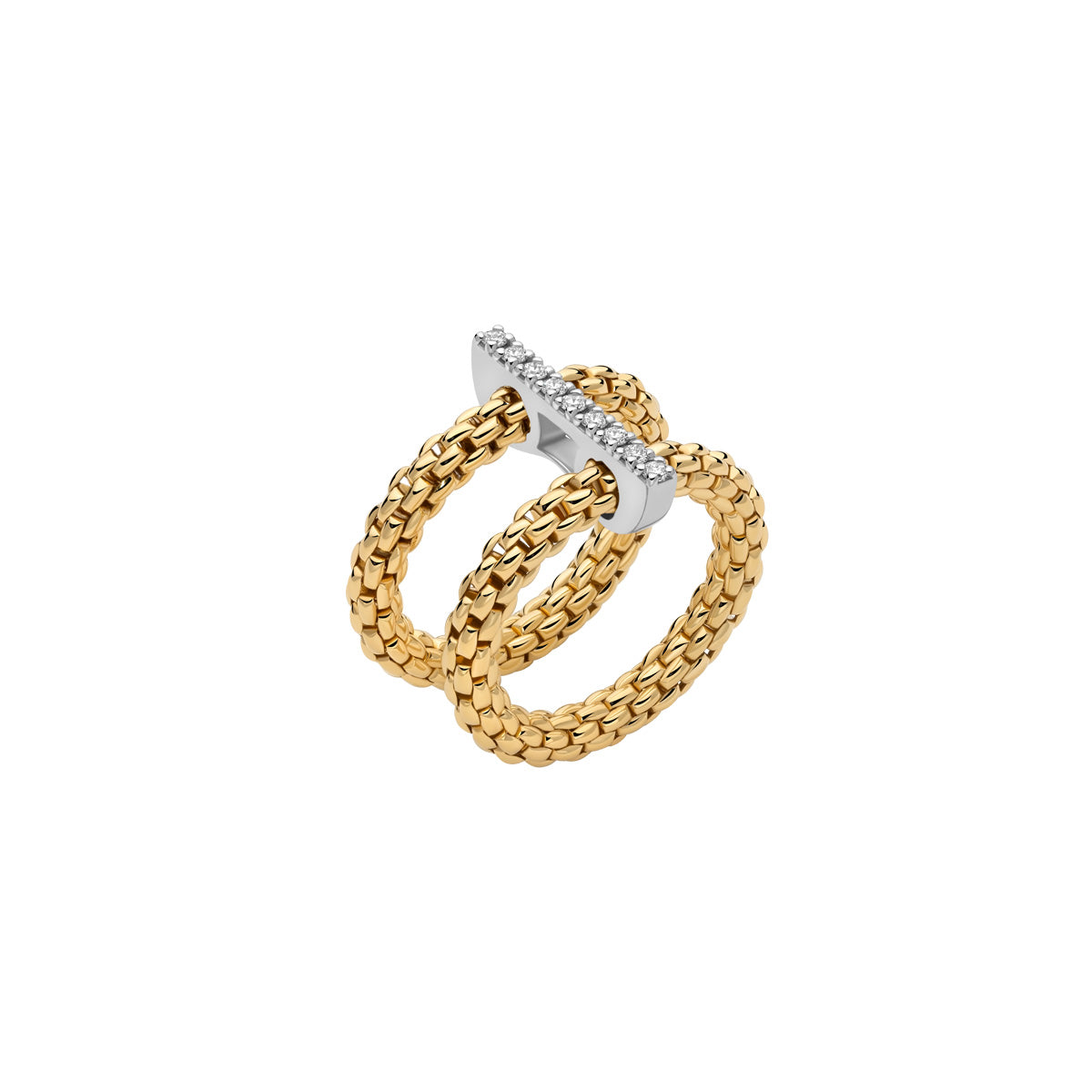 FOPE Prima Double Band Ring with Diamond Bar