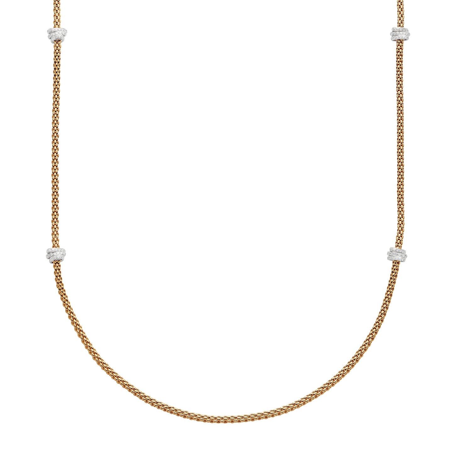 FOPE Prima Long Necklace with Full Pavé Diamond Rondels