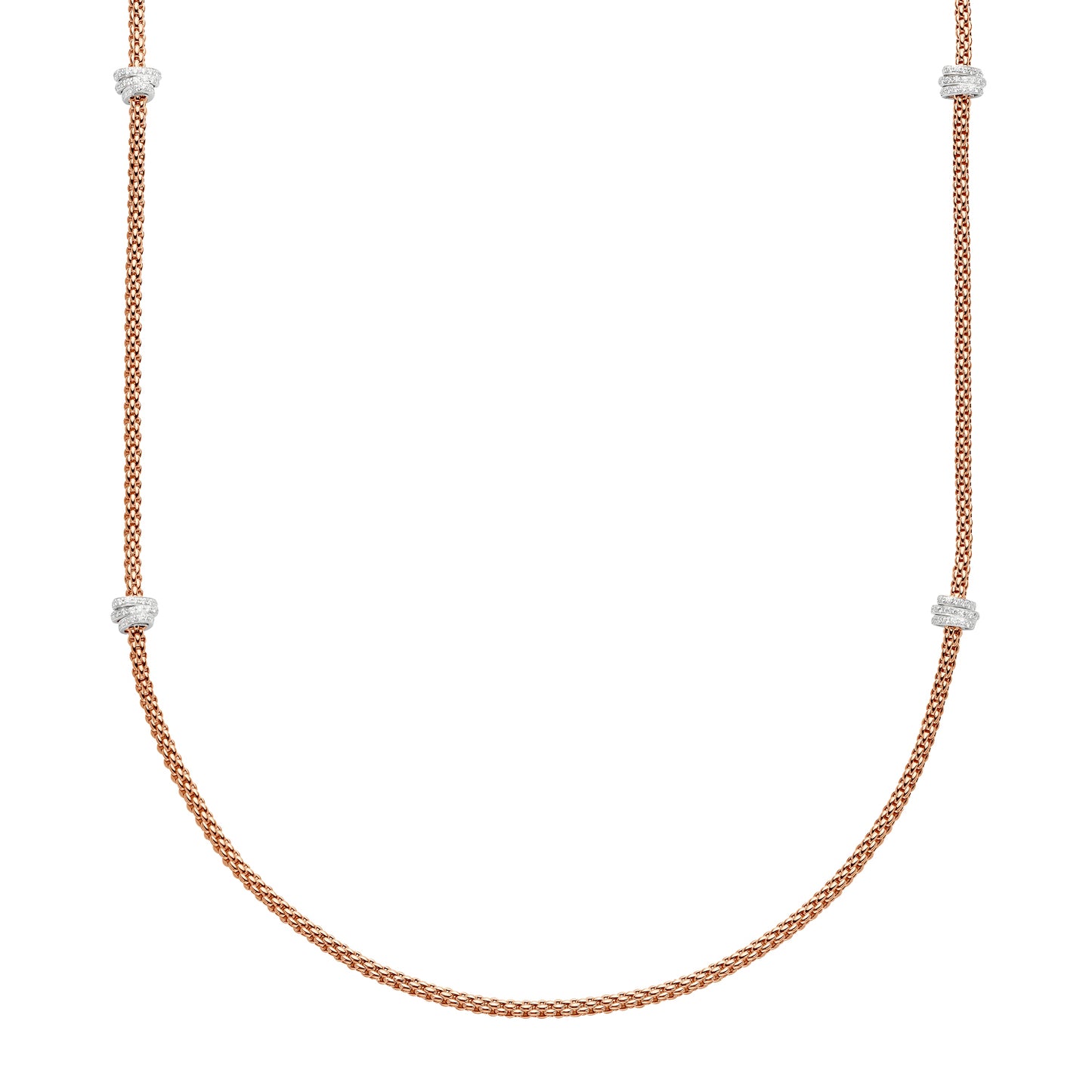 FOPE Prima Long Necklace with Full Pavé Diamond Rondels