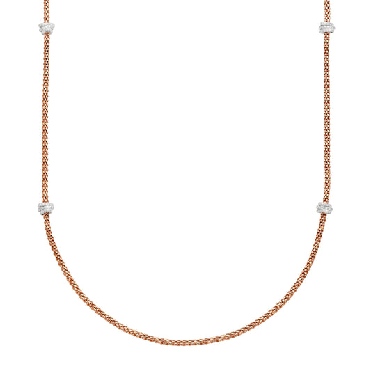 FOPE Prima Long Necklace with Full Pavé Diamond Rondels