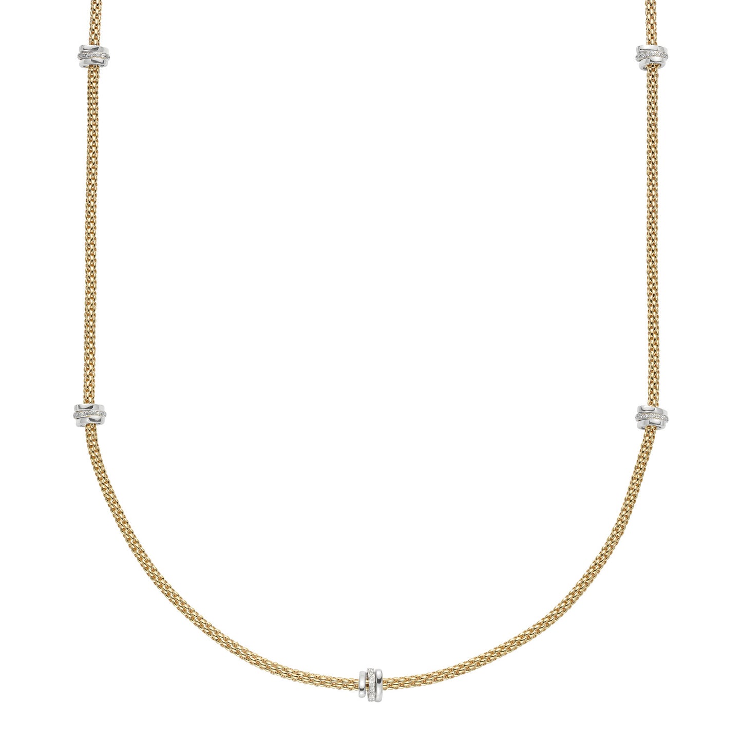 FOPE Prima Long Necklace with Gold & Diamond Rondels