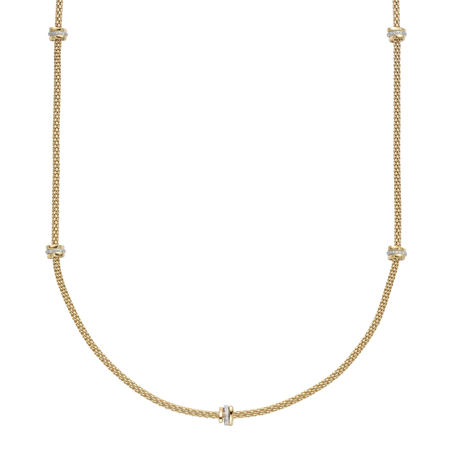 FOPE Prima Long Necklace with Gold & Diamond Rondels