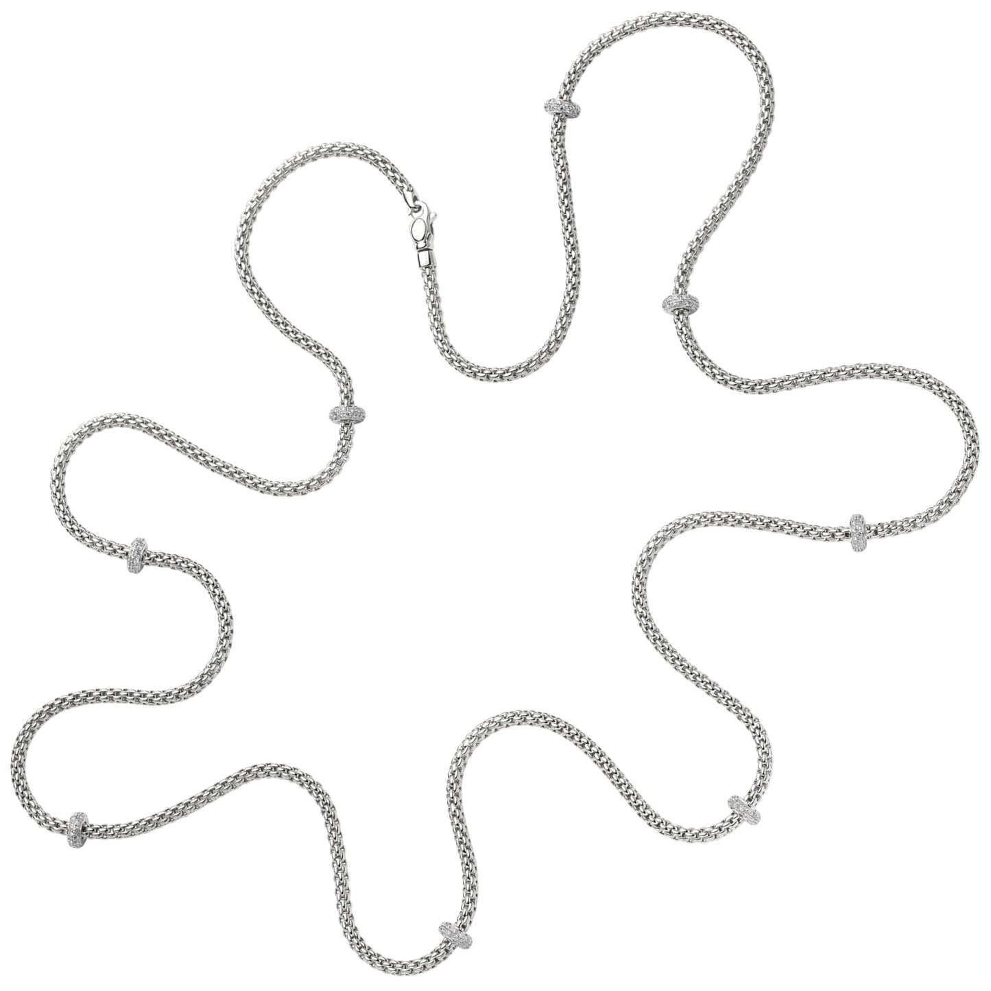 FOPE Prima X-Long Necklace with Pavé Diamond Rondels