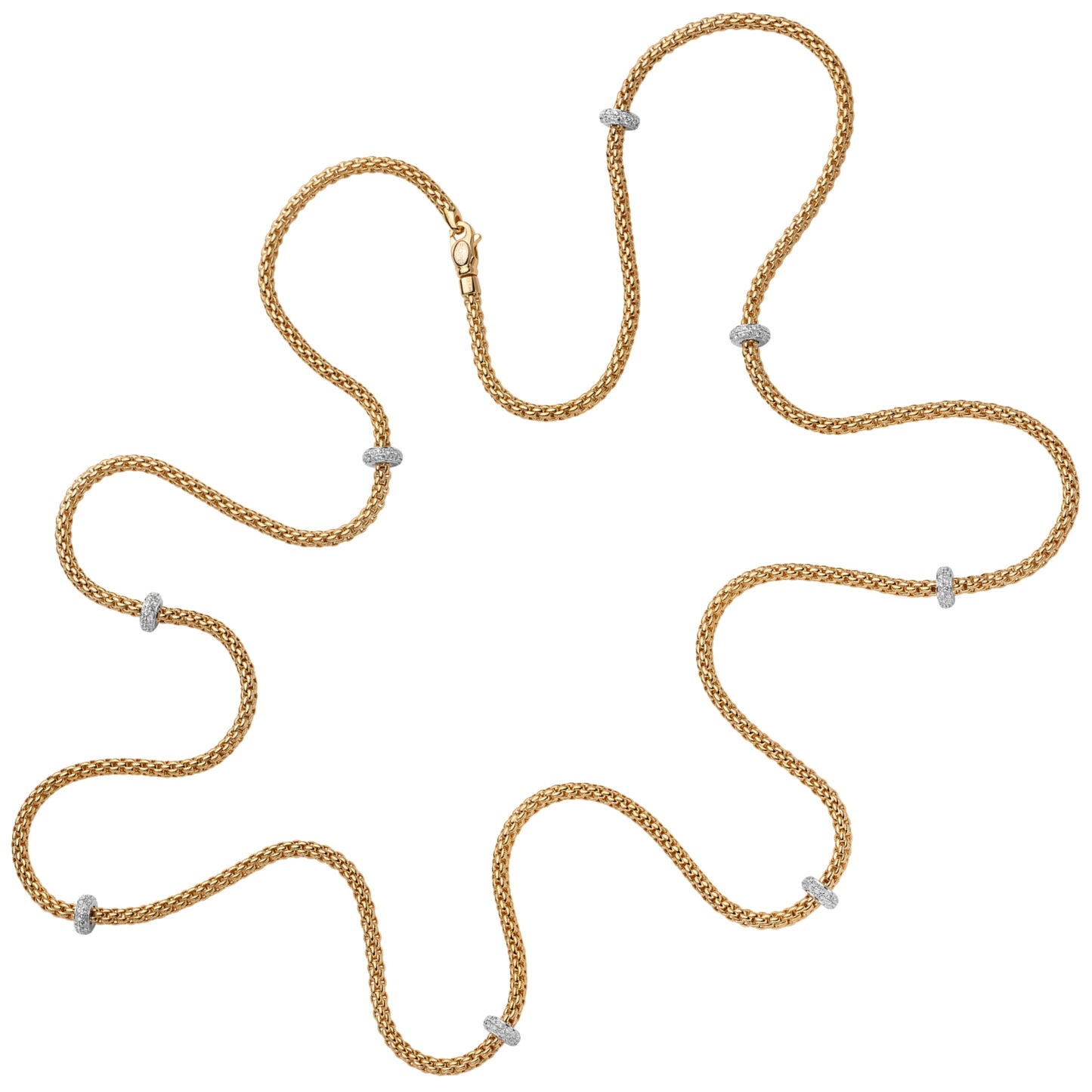 FOPE Prima X-Long Necklace with Pavé Diamond Rondels