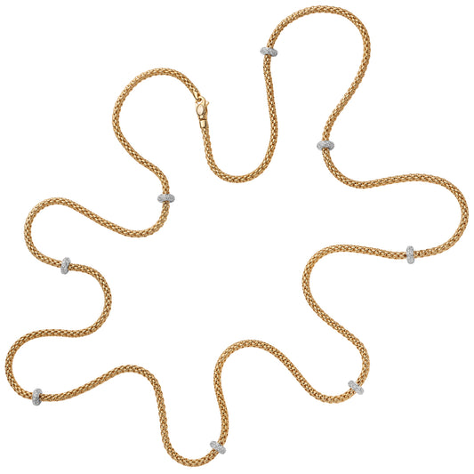 FOPE Prima X-Long Necklace with Pavé Diamond Rondels