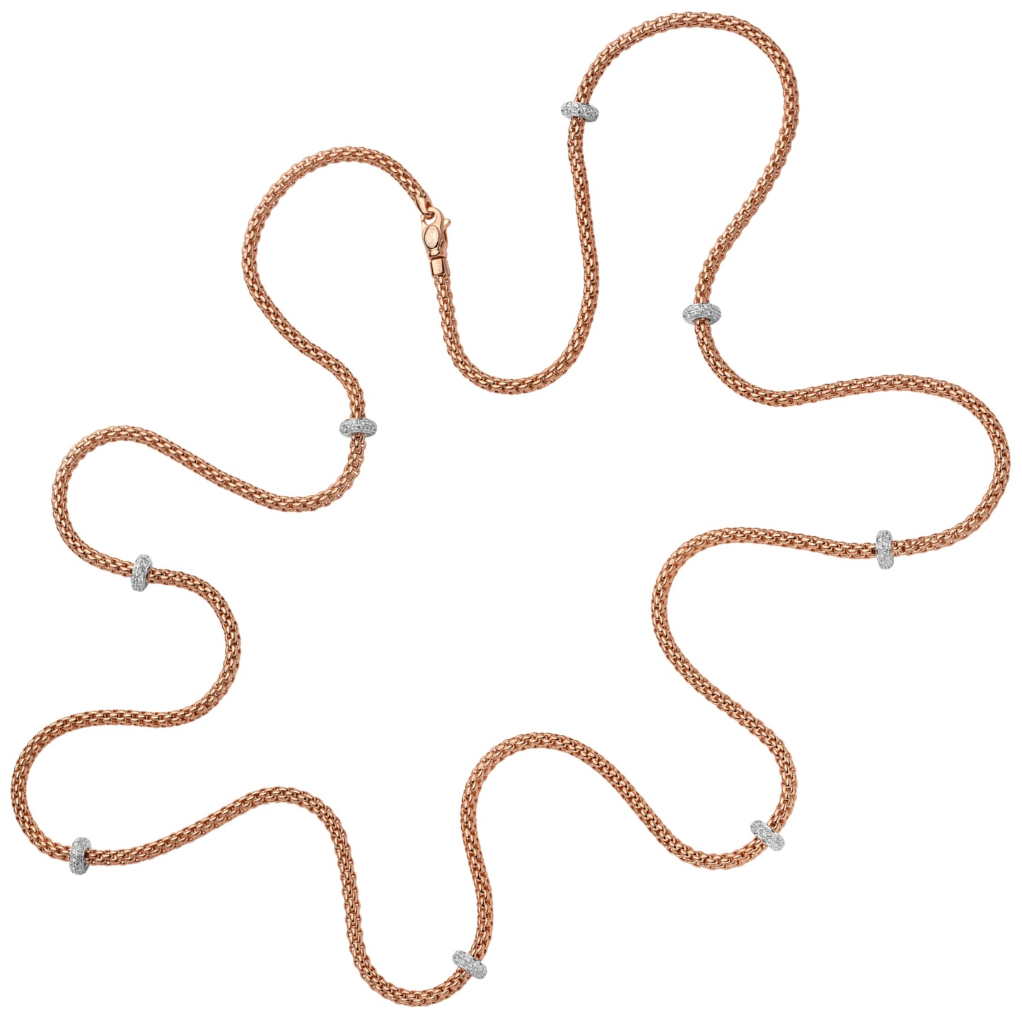 FOPE Prima X-Long Necklace with Pavé Diamond Rondels