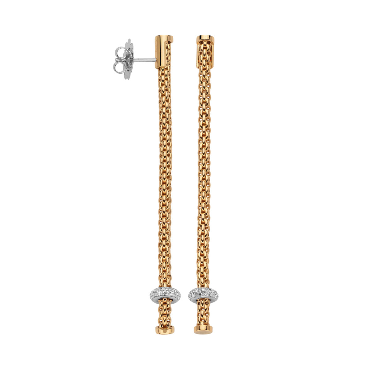 FOPE Prima Long Drop Earrings with Diamond Rondel