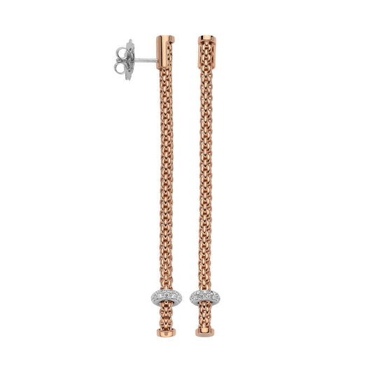 FOPE Prima Long Drop Earrings with Diamond Rondel