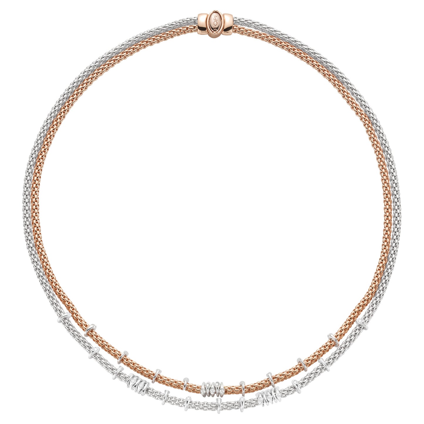 FOPE Prima Double-Strand Necklace with Diamond Rondels
