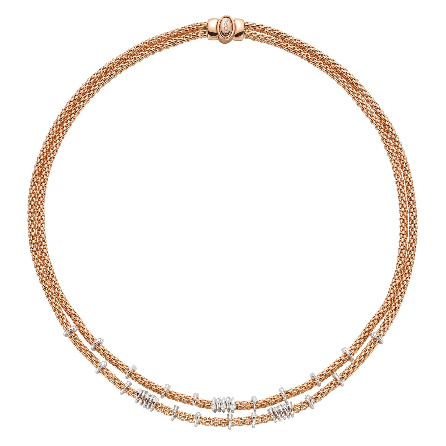 FOPE Prima Double-Strand Necklace with Diamond Rondels