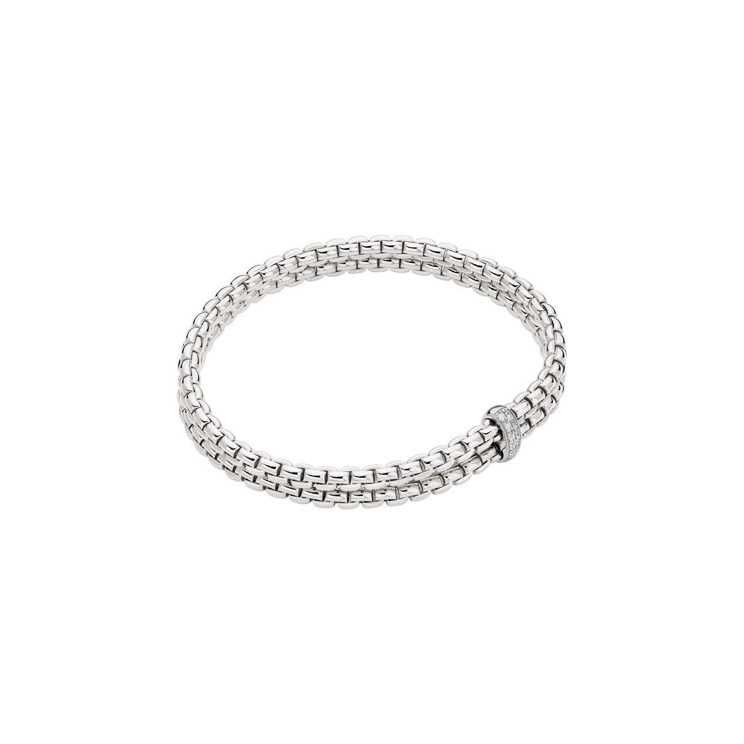 Fope Eka Double wrap bracelet in white gold white diamond 