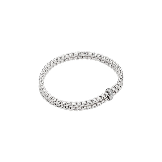 Fope Eka Double wrap bracelet in white gold white diamond 