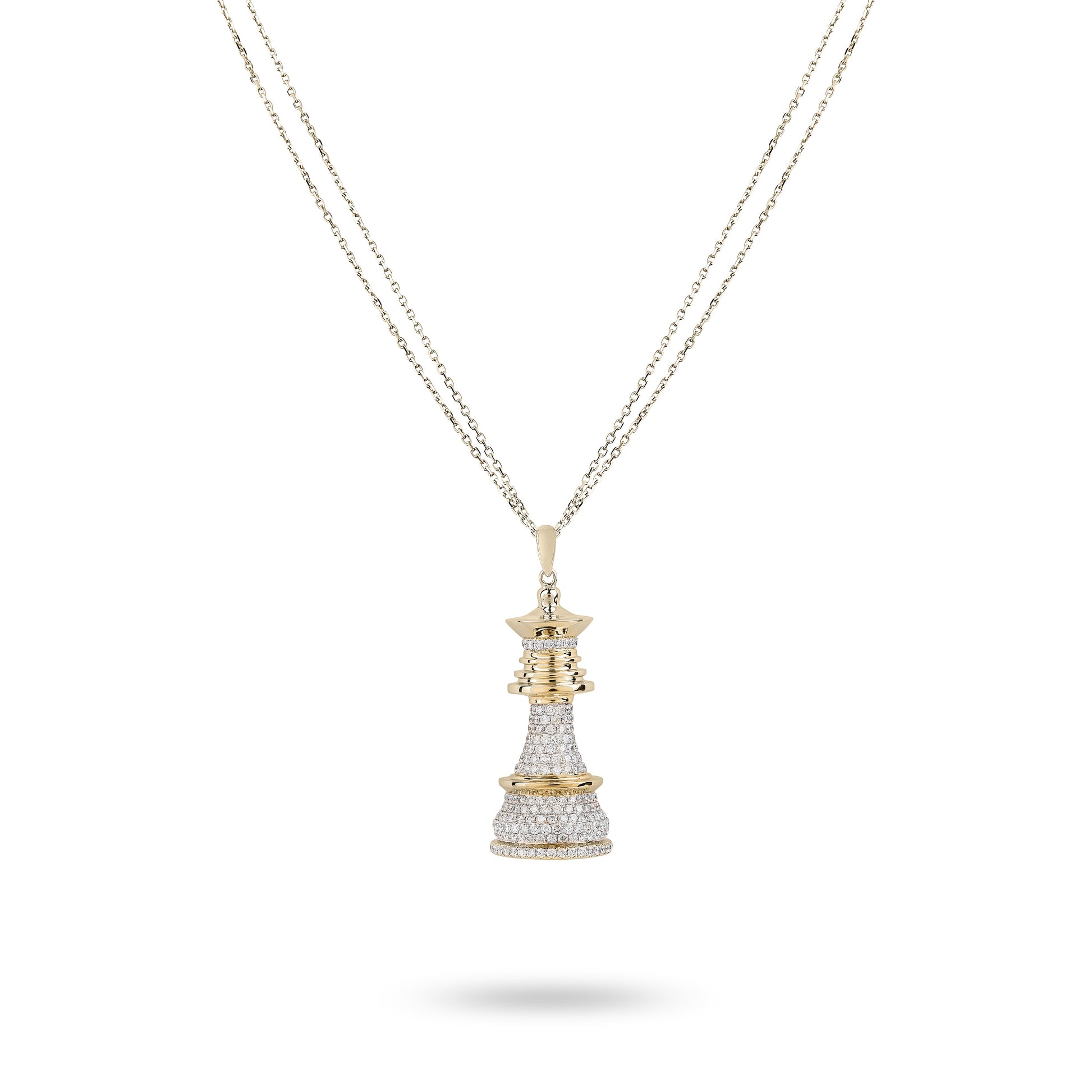 The Queen Power -Yellow Gold White Diamonds Necklace - Ksenia Mirella Jewellery 