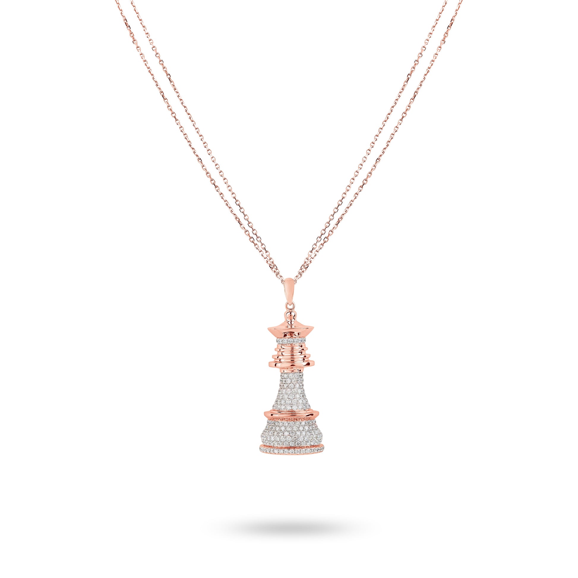 The Queen Power - Rose Gold White Diamonds Necklace - Ksenia Mirella Jewellery 