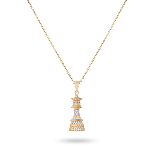 The Queen Power - Yellow Gold White Diamonds Necklace - Ksenia Mirella Jewellery 