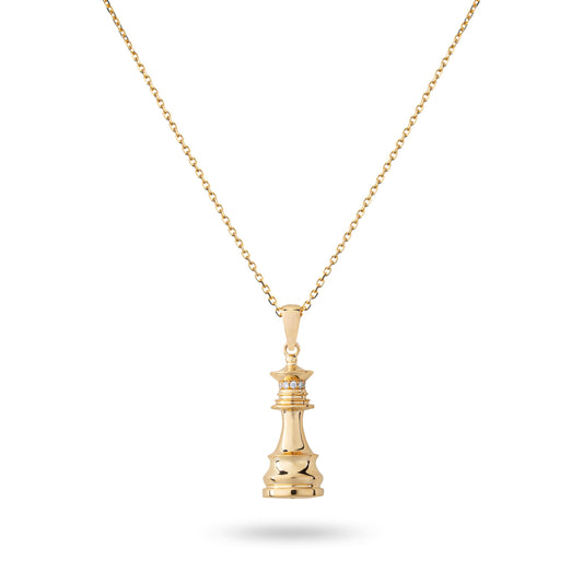  Chess Necklace in 18ct yellow gold set with white diamonds