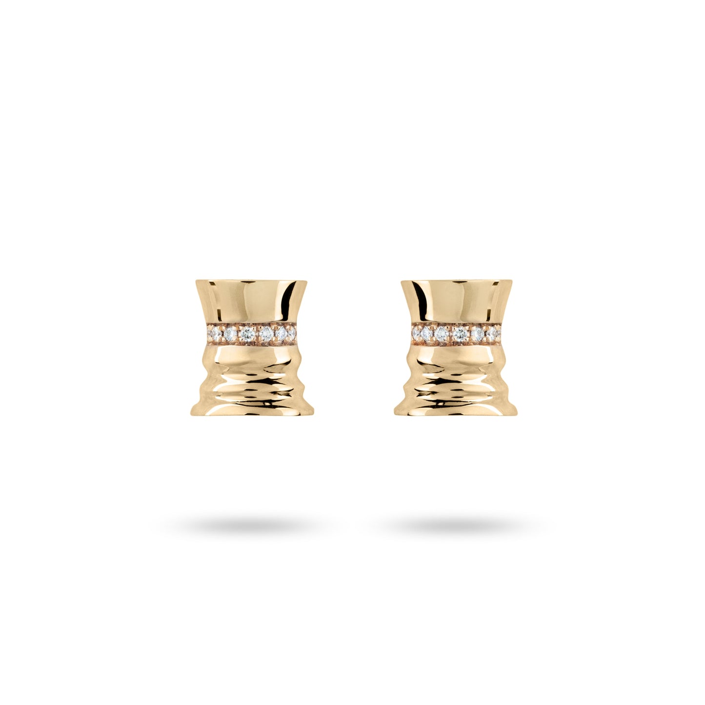 The Queen - Yellow Gold White Diamonds Studs - Ksenia Mirella Jewellery 