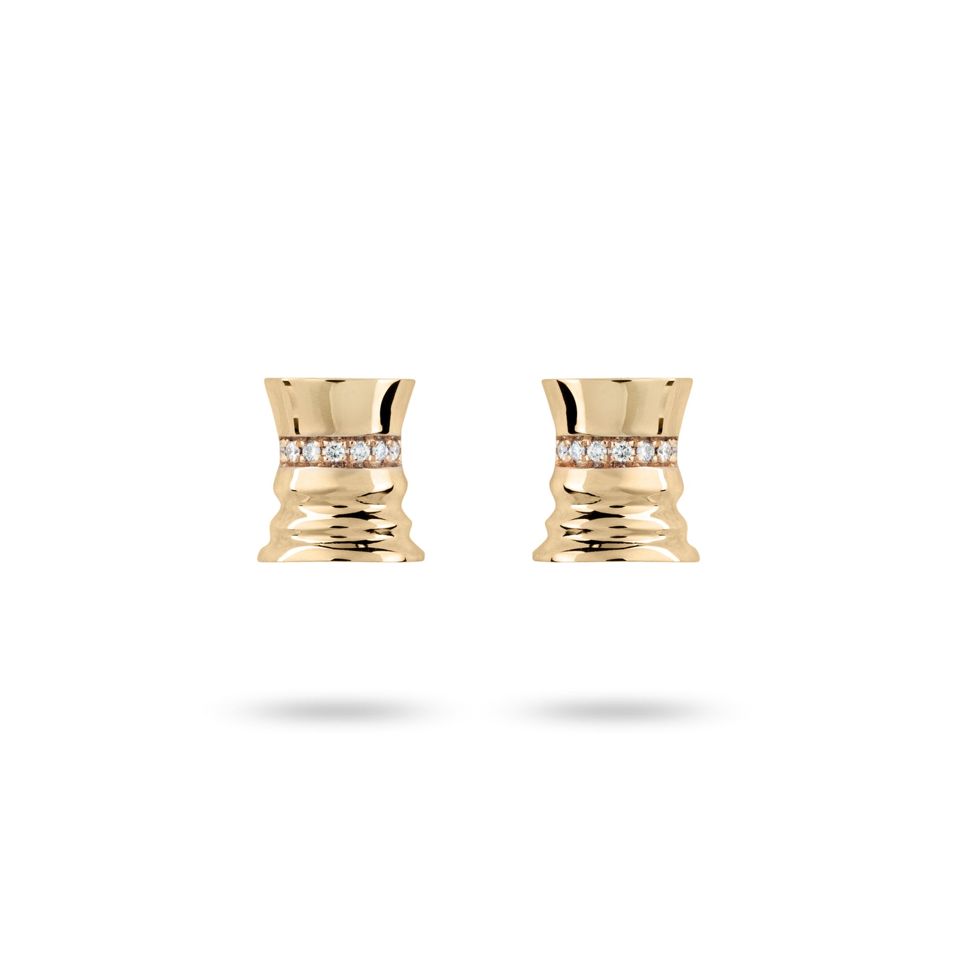 The Queen - Yellow Gold White Diamonds Studs - Ksenia Mirella Jewellery 