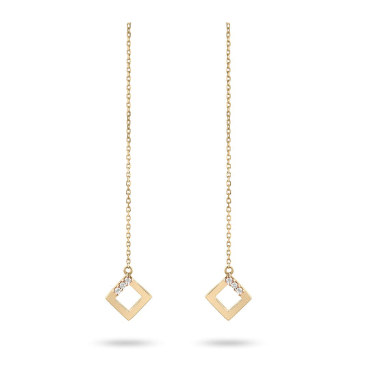 Geo - Yellow Gold Chain Earrings - Ksenia Mirella Jewellery 